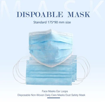 

100Pcs Anti-dust Safe Breathable Mouth Mask Ear Loops Disposable Non-Woven Daily Care Masks Dust Safety Protective Mask