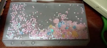 Bolsa de documentos de hojas sueltas, carpeta organizadora de papelería de PVC transparente con pétalos de lentejuelas rosas, A5, A6