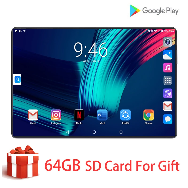 

2020 New 10 inch Tablet Phone Call Android 9 Octa-Core Original Google Market GPS WiFi FM Bluetooth 10.1 Tablets 6G+128G Gifts