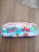 LOL-lápiz de muñeca sorpresa, producto Original, bolígrafo cuadrado de Pu con impresión verde de dibujos animados para chica, papelería para estudiante