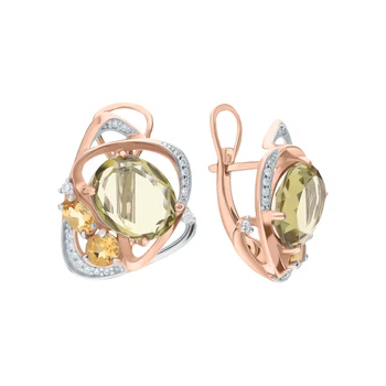 

Silver earrings with quartz, cubic zirconia and citrine sunlight sample 925