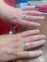 2 unids/set de cristal de lujo Zircon anillos de boda para las mujeres encanto Color plateado brillante anillos de compromiso conjunto de joyas accesorios regalos