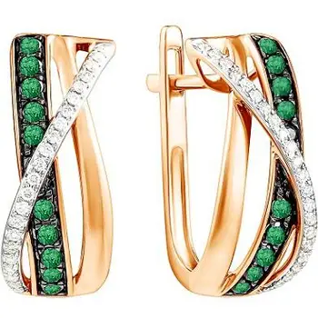 

Lucas gold emerald diamond earrings in red gold