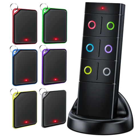 Wireless Car Key Finder Locator Remote Control Tracker Alarm Keychain Locator Wallet Smart Tracker with 6 Receivers