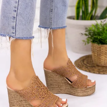 

Jaid Camel Braided Wedges Slippers