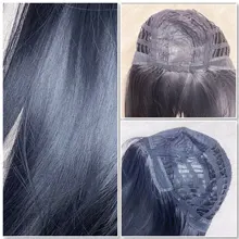 NNZES-peluca recta con corte Bob para mujeres negras, pelo sintético, parte media, resistente al calor, pelo Natural, 14 pulgadas