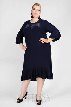 

Summer dress artessa plus size, midi length, with rhinestones, made of polyester.