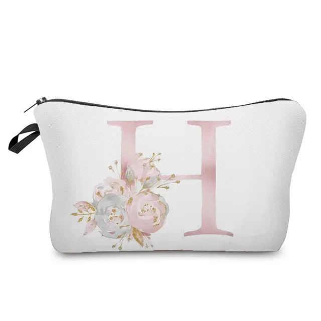 Flowers Alphabet Printed Cosmetic Bags  Bridal Party Make Up Bags Pouch Necessaries Lady Tote Bride Bridesmaid Proposal Gift hz2404