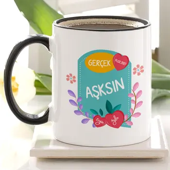 

Personalized Real Aşksın Black Mug Cup