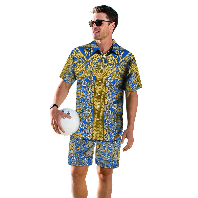 Summer Fashion Baroque Style 3D Printed Shirts for Men Novely Hawaiian Beach Shorts Set Casual Men's Clothing Suit | Мужская одежда