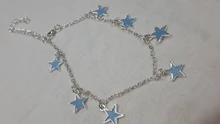 2019 nueva moda luminosa playa vientos azul estrella pentagonal borla tobillera cadena tobilleras para mujer Sandalias pies descalzos 4g