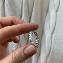 Huitan-anillos de promesa de amor para mujer, joyería de boda, cristal cuadrado pavimentado, circonita, anillo de compromiso de boda elegante, nuevo