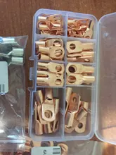 Juego de terminales de cobre de cable, conjunto surtido de anillos conectores soldados de auto para cableado desnudo rizado de batería para coche, 60/240/260 uds,