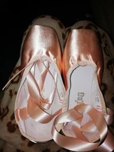 Zapatillas de ballet de satén con cintas para niña y mujer, calzado de ballet profesional con puntera