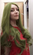 Peluca de cabello sintético para mujer, pelo negro y verde de 24 pulgadas con volante grande y flequillo, estilo africano y americano, fibra resistente al calor