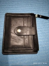 Tarjetero pequeño de cuero delgado con bolsillo para monedas para hombre y mujer, cartera pequeña de moda para tarjetas de identificación, monedero de negocios