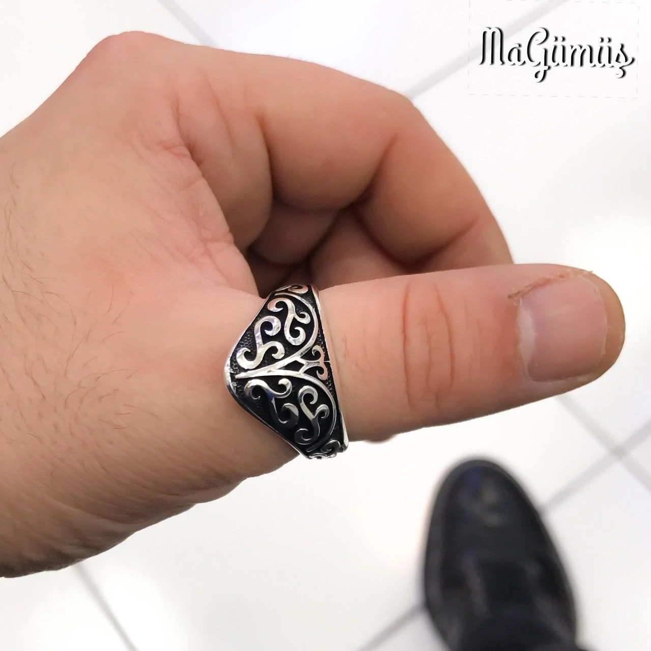 Nuevo de pulgar bordado Simple en anillo de arquero tradicional anillo de plata - AliExpress