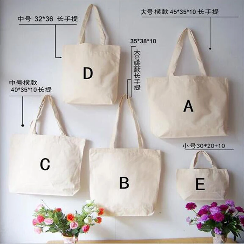 Clearance Wholesales 300pcs/lot Customized Gift Bags with Logo Natural White Cotton Hand Bags Eco-friendly Grocery Shoulder Bags for Gift 5