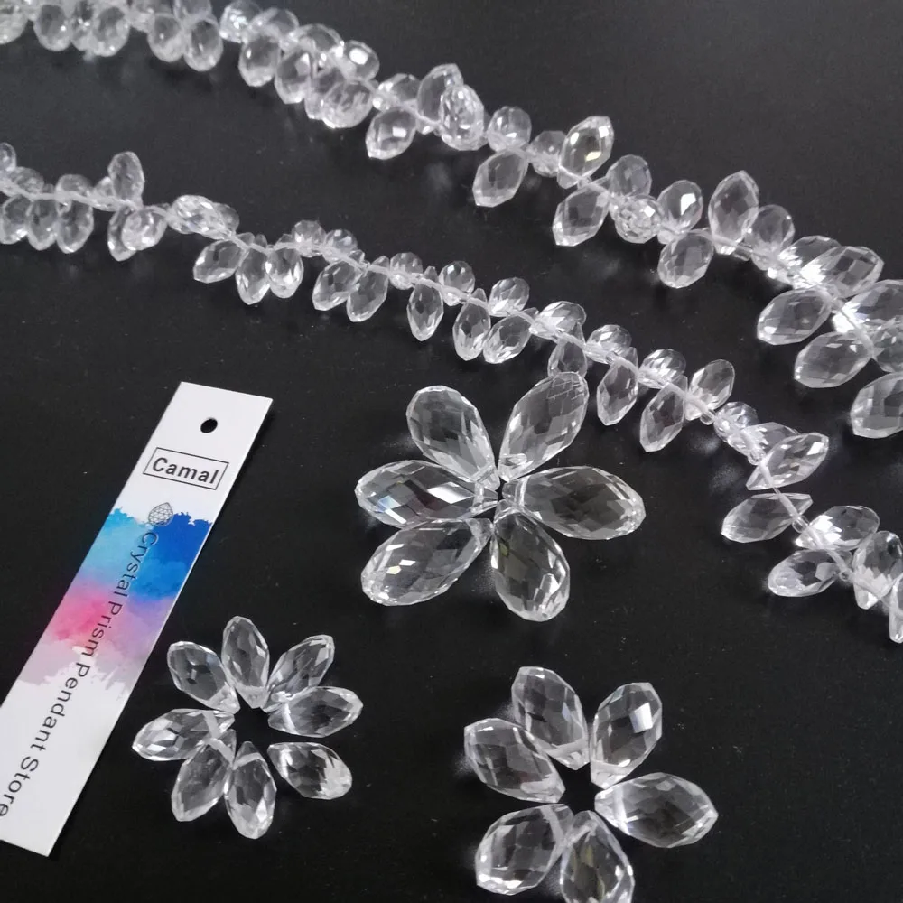 Camal 50pcs 6mm 8mm 10mm Clear Teardrop Water Drop Crystal Pendant Prism Faceted Loose Bead Hanging Craft Part Wedding Party DIY 2pcs 38 50mm clear crystal lighting faceted scallop glass prism diy beads curtain christmas party chandelier pendant accessories