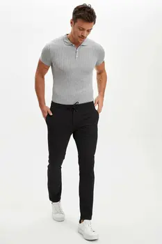 

DeFacto Man Pants Trousers Men's Casual Black Long Pants Men Lace-up Bottoms Casual Pants Trousers for Men-N6466AZ20SM