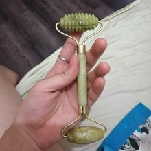 Gua Sha-masajeador de piedra Jade para cara, rodillo de Jade verde para estiramiento Facial, antiarrugas, 2/1 Uds.