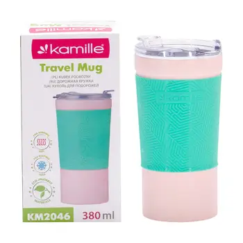 

Thermo mug 380ml. Stainless steel with TPR insert Kamille, kml-2046