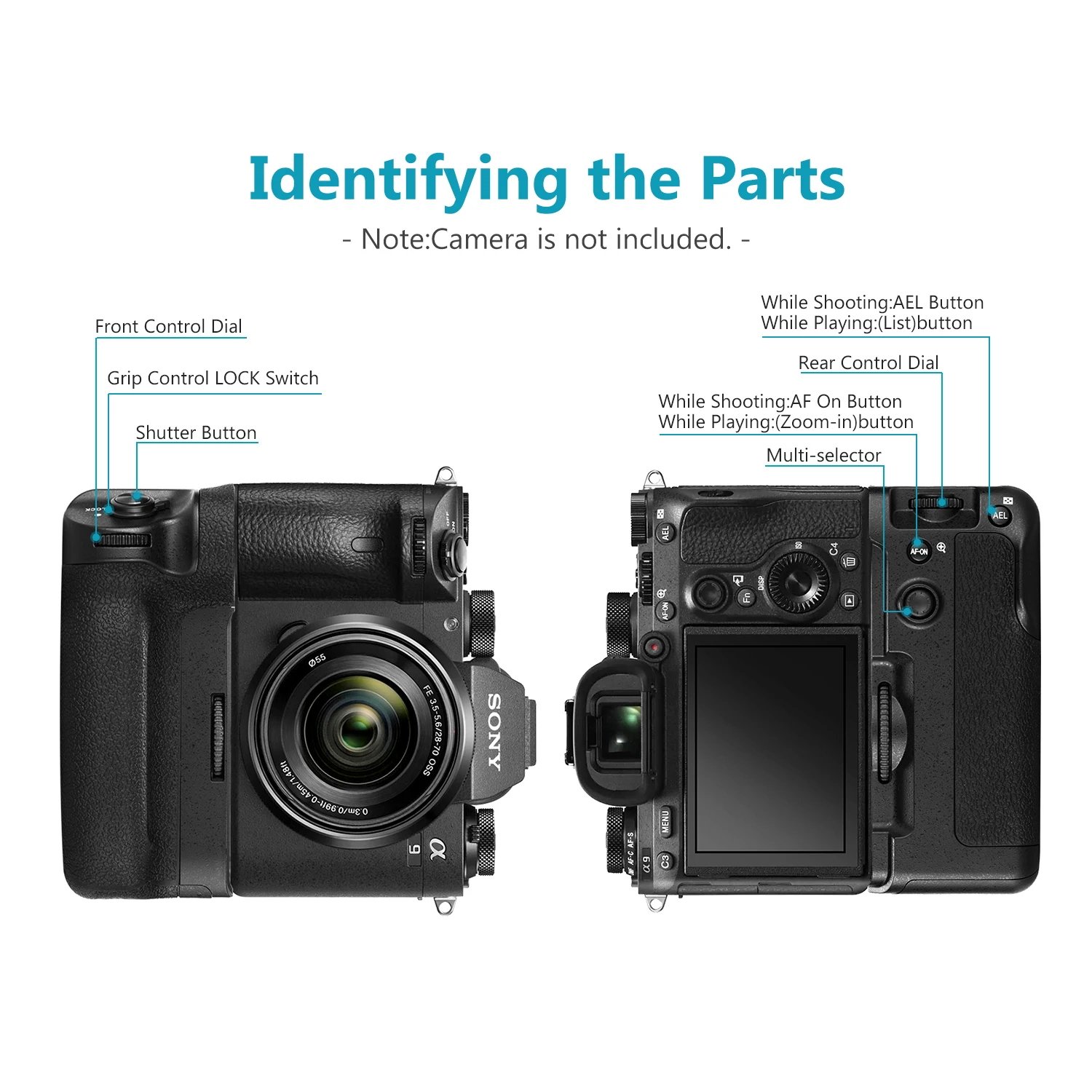 Neewer Вертикальная батарейная ручка для камер Sony A9 A7III A7RIII замена VG C3EM работает