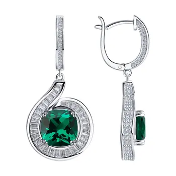 

Sokolov silver drop earrings,with stones, fashion jewelry, 925, women's male, long earrings