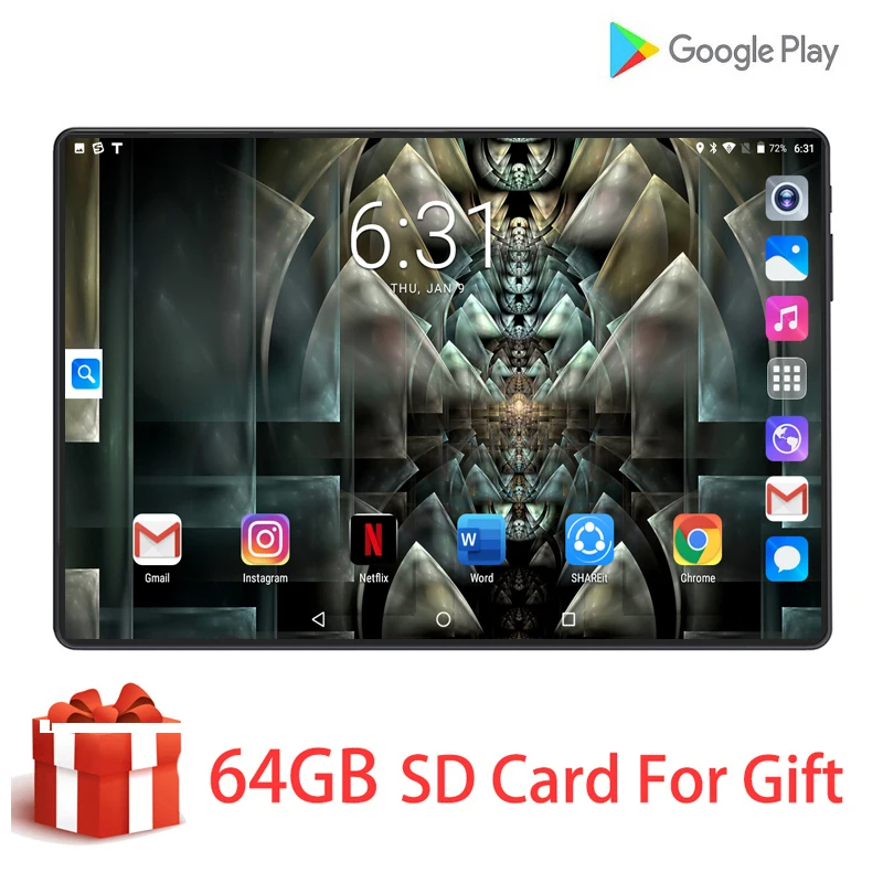 Супер закаленное 2.5D стекло 4G FDD LTE 10 дюймов планшетный ПК Восьмиядерный 6 ГБ ОЗУ 128