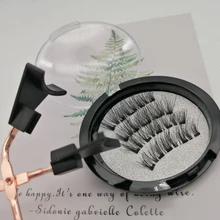 Pestañas postizas 3D magnéticas, 4 Uds., 5 imanes, hechas a mano, Naturel Mink Faux Cils magnétiques con pinzas