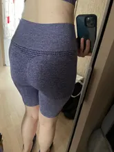 Pantalones cortos de motorista de cintura alta sin costuras para mujer, pantalones cortos de entrenamiento de realce de cadera, Yoga, correr, 8 pulgadas
