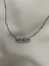 Collar Messica de plata de ley 925, serie francesa de tres movimientos de diamantes, chapado en oro rosa, marca original, joyería fina para mujeres