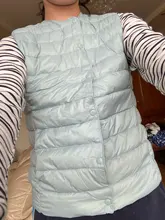 Chaleco de plumón ultraligero para mujer, chaqueta cálida acolchada de un solo pecho, sin mangas, con relleno de pato, 2020