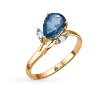 

Gold ring with Topaz sunlight sample 585 test