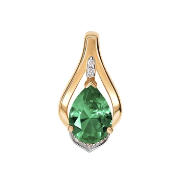 

Gold pendant with emerald and diamond VALTERA 585 sterling silver