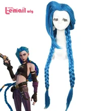 

L-email wig Game LOL Arcane Jinx Cosplay Wig 120cm Long Blue Color Straight Woman Cosplay Wigs Heat Resistant Synthetic Hair