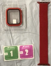 Correa trenzada de nailon elástico para Apple Watch, correa de nailon elástico para Apple Watch de 44mm, 40mm, 42mm y 38mm + funda de PC iWatch series 6 5 4 3 se