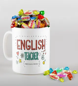 

Personalized English Teacher Mug and Haribo Candy Gift Seti-5