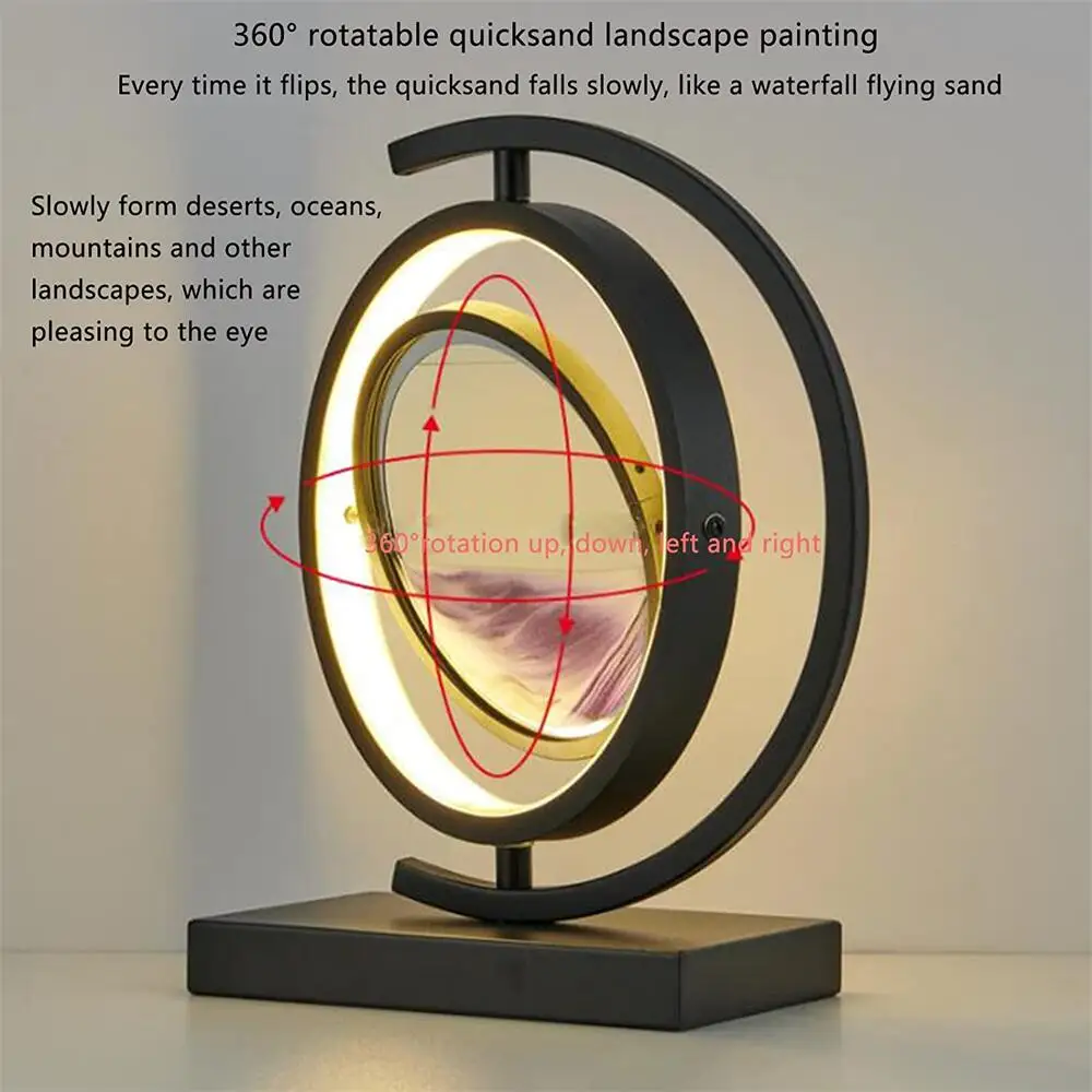 7in Moving Sand Art Picture in Motion, Round Tempered Glass 3D Deep Sea  Sandscapes with Display Flowing Sand Frame for Relaxing Desktop Home Office  Work Décor for Kids Adults 