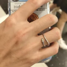 SILVERHOO-Anillo de serpiente para mujer, anillos ajustables de Plata de Ley 925, circonia verde, joyería fina Retro, diseño de texturas bonitas