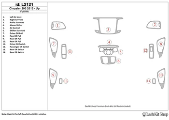 

Interior lining for Chrysler 200 2015-UP. Set L2121.