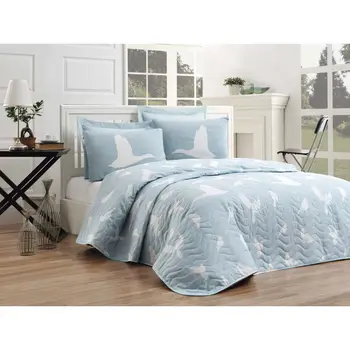 

Turkish textile Bedding Sets Adult Bedding Set Bed White Blue Bird Design Cover Quilt Cover Brief Bedclothes Comforter bedset