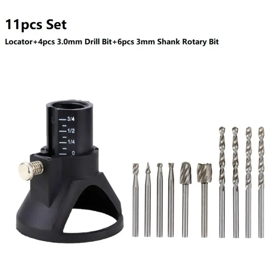 

11Pcs Positioner for Drill Bit Rotary Tool Accurately Cutting Wood Abrasive Tool Accessories for Carpentry Hole Puncher Tools
