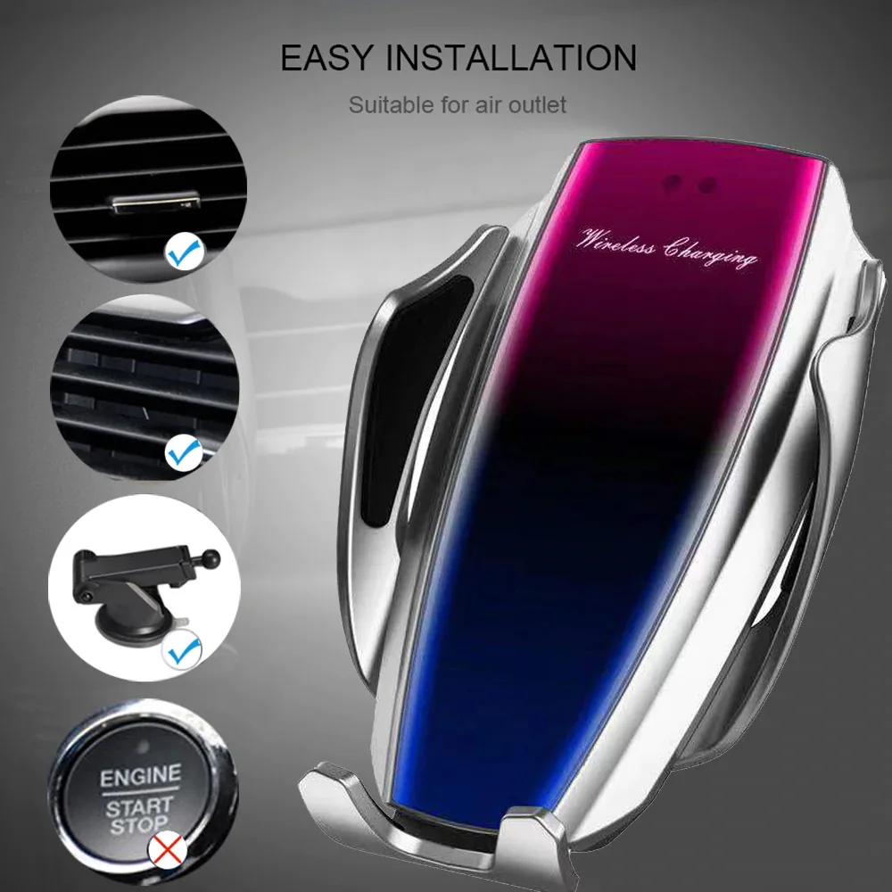 2020 CarAutoSpot New Automatic Clamping Car Phone Holder 10W Wireless Charger Fast Wirless Intelligent Infrared | Мобильные телефоны
