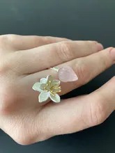 Lotus Fun-Anillo de plata de primera ley y cuarzo rosa para mujer, sortija, plata esterlina 925, flor, hecho a mano