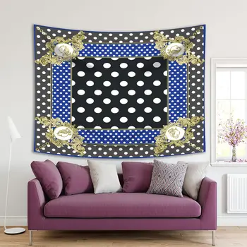 

Tapestry Polka Dots and Floral Patterns Classic Style Artwork Black Grey Blue Yelow