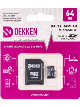 

Memory card Dekken MicroSDXC 64GB Class 10 UHS-I + adapter