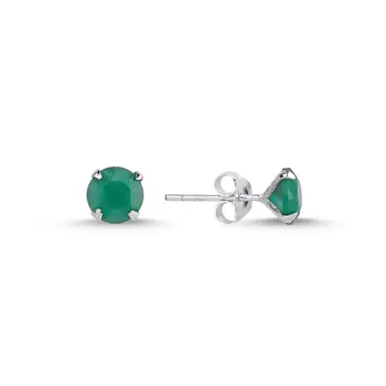 

Angemiel 925 Silver 6mm Round Opaque Emerald Zircon Engagement Earrings