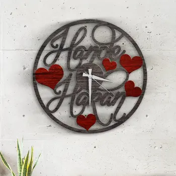 

Personalized Name Design Heart Wood Wall Clock-4