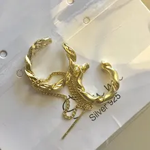 17KM-pendientes de borlas con Clip para mujer, aretes de línea larga dorados, Circonia cúbica, Cruz en la oreja, Clip, regalo de joyería 2021